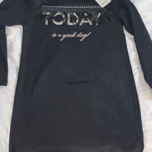 Kids Black Long Sleeve Tee with Fringe